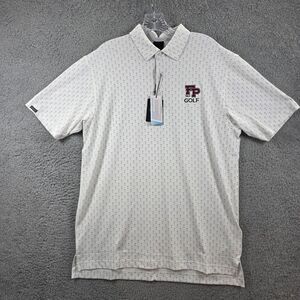 NWT Dunning Golf Men's Polo Shirt White Gray CoolMax Size M Fordham Prep Logo